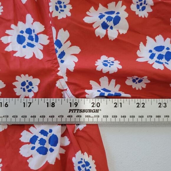 Ann Mashburn Shirt Womens Small Red Blue White Floral Print Popover Long Sleeve - Picture 6 of 9